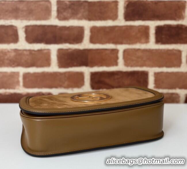 Big Discount Gucci Blondie Suede Medium Top Handle Bag 815719 Light Brown 2024