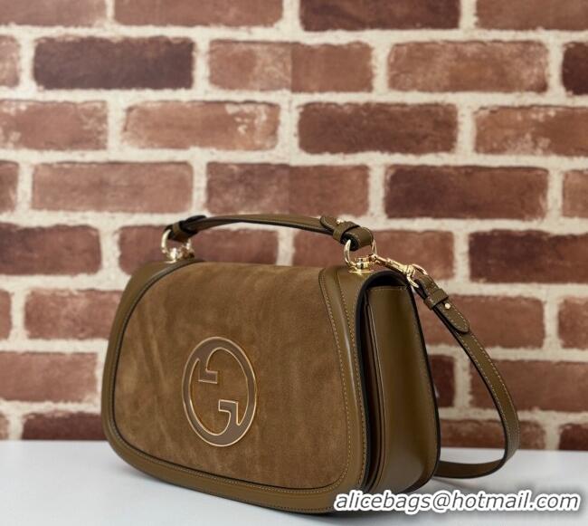 Big Discount Gucci Blondie Suede Medium Top Handle Bag 815719 Light Brown 2024