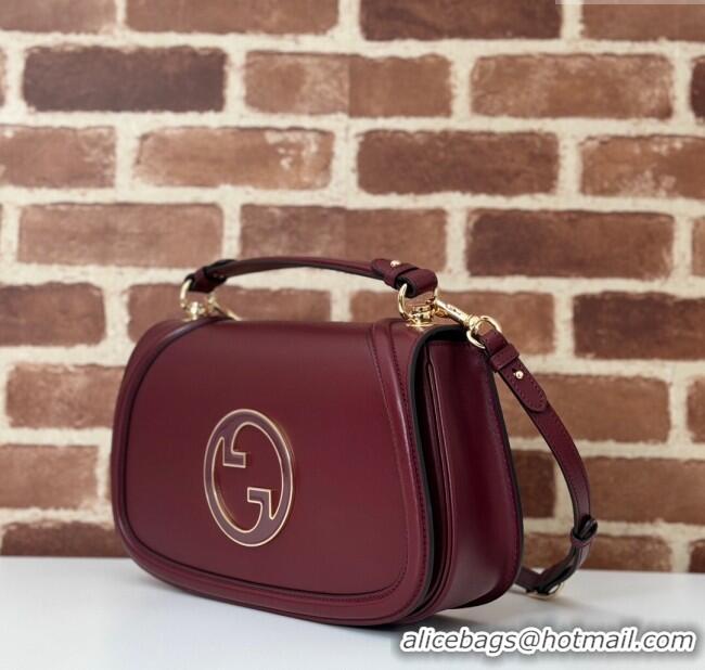 Shop Inexpensive Gucci Blondie Leather Medium Top Handle Bag 815719 Burgundy 2024