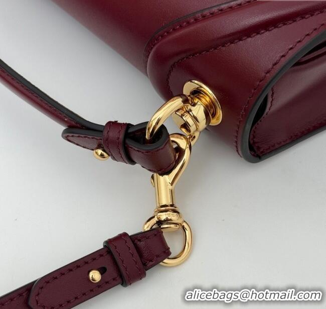 Shop Inexpensive Gucci Blondie Leather Medium Top Handle Bag 815719 Burgundy 2024