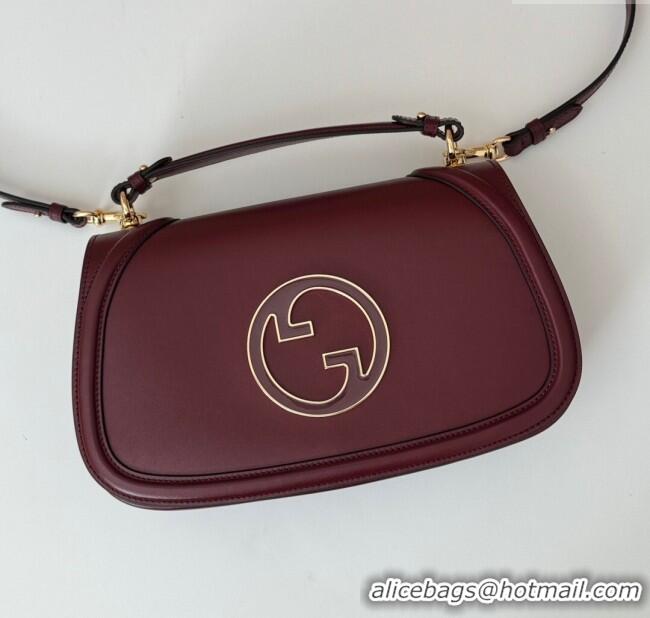 Shop Inexpensive Gucci Blondie Leather Medium Top Handle Bag 815719 Burgundy 2024