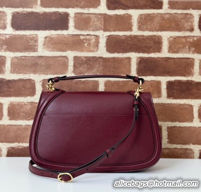 Shop Inexpensive Gucci Blondie Leather Medium Top Handle Bag 815719 Burgundy 2024