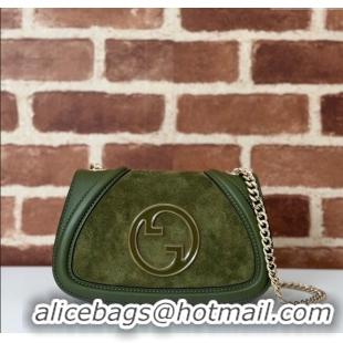 Pretty Style Gucci Blondie Mini Shoulder Bag in Suede 815711 Green 2024