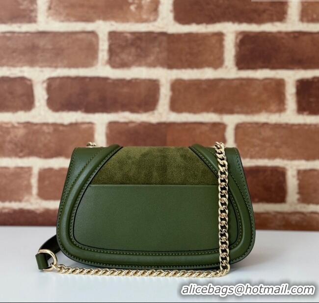 Pretty Style Gucci Blondie Mini Shoulder Bag in Suede 815711 Green 2024