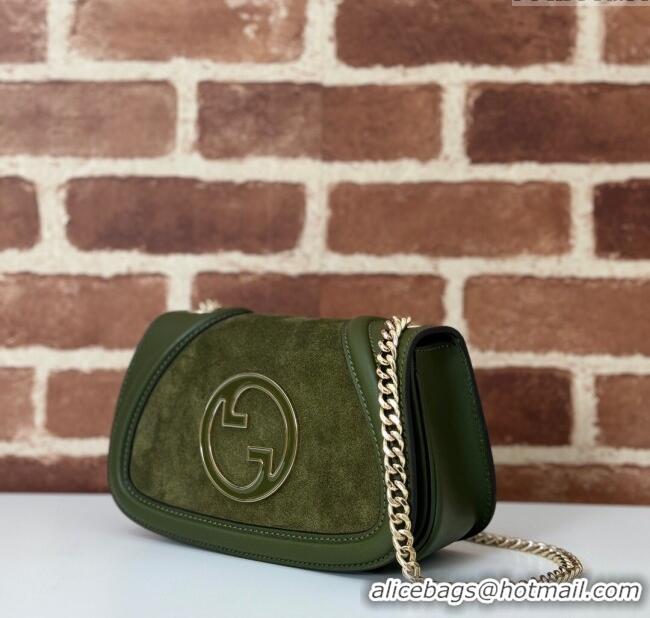 Pretty Style Gucci Blondie Mini Shoulder Bag in Suede 815711 Green 2024