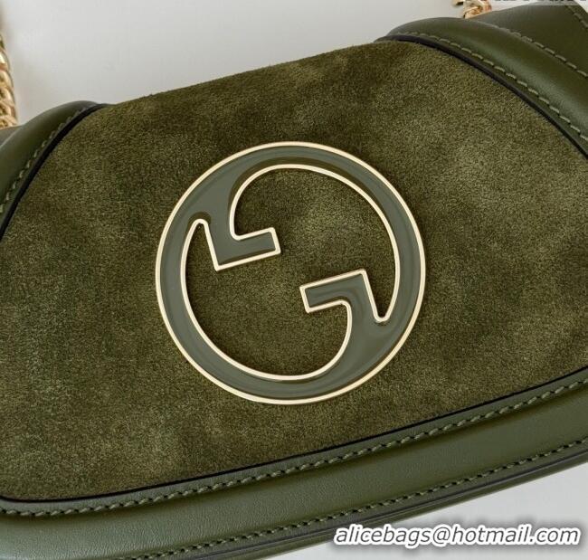 Pretty Style Gucci Blondie Mini Shoulder Bag in Suede 815711 Green 2024
