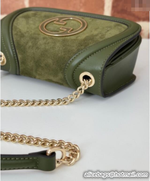 Pretty Style Gucci Blondie Mini Shoulder Bag in Suede 815711 Green 2024