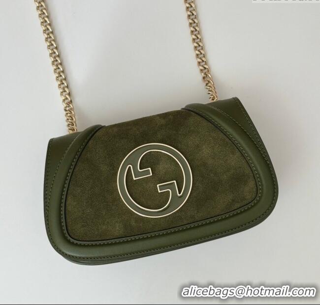 Pretty Style Gucci Blondie Mini Shoulder Bag in Suede 815711 Green 2024