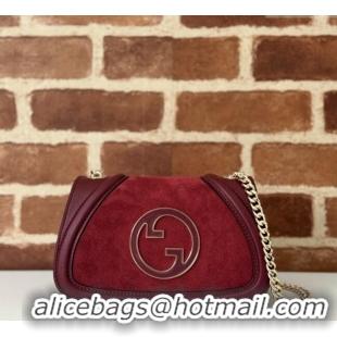 Top Grade Gucci Blondie Mini Shoulder Bag in Suede 815711 Burgundy 2024