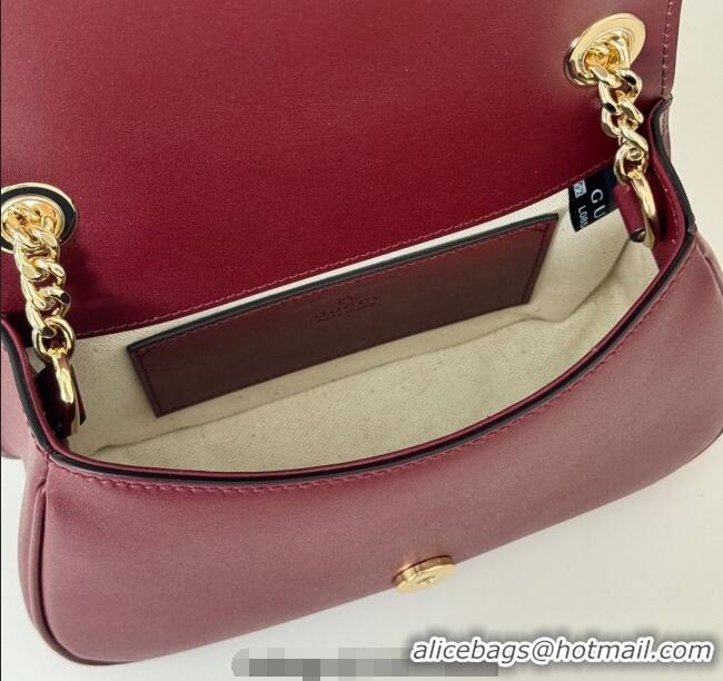 Top Grade Gucci Blondie Mini Shoulder Bag in Suede 815711 Burgundy 2024