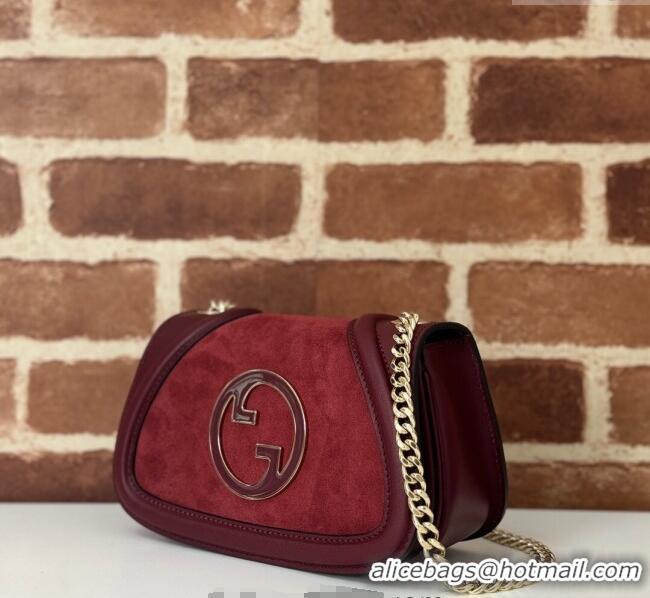 Top Grade Gucci Blondie Mini Shoulder Bag in Suede 815711 Burgundy 2024