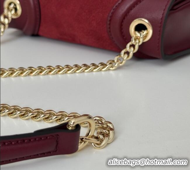Top Grade Gucci Blondie Mini Shoulder Bag in Suede 815711 Burgundy 2024
