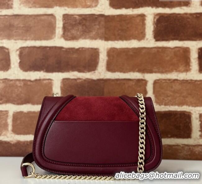 Top Grade Gucci Blondie Mini Shoulder Bag in Suede 815711 Burgundy 2024