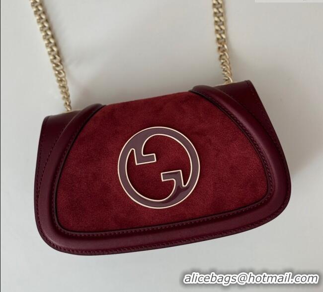 Top Grade Gucci Blondie Mini Shoulder Bag in Suede 815711 Burgundy 2024