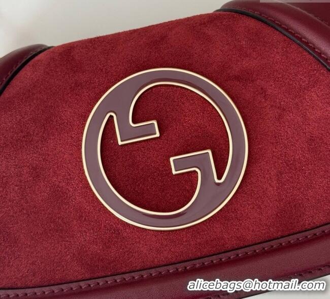 Top Grade Gucci Blondie Mini Shoulder Bag in Suede 815711 Burgundy 2024