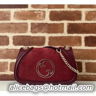 Good Quality Gucci Blondie Suede Small Shoulder Bag 815715 Burgundy 2024