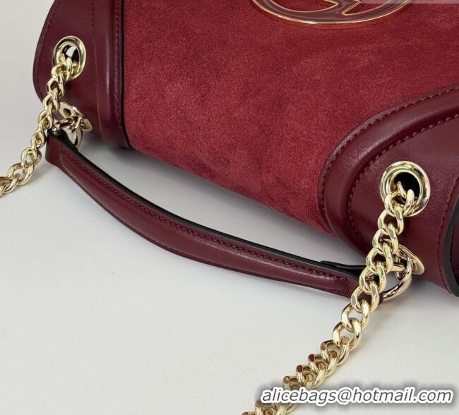 Good Quality Gucci Blondie Suede Small Shoulder Bag 815715 Burgundy 2024
