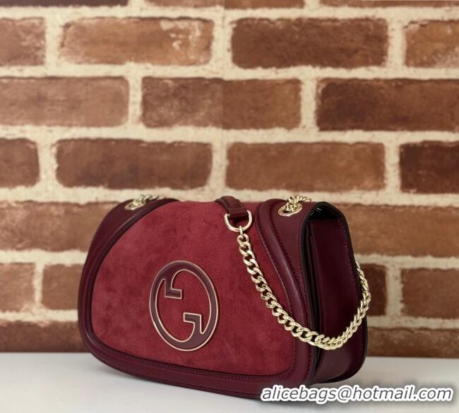 Good Quality Gucci Blondie Suede Small Shoulder Bag 815715 Burgundy 2024