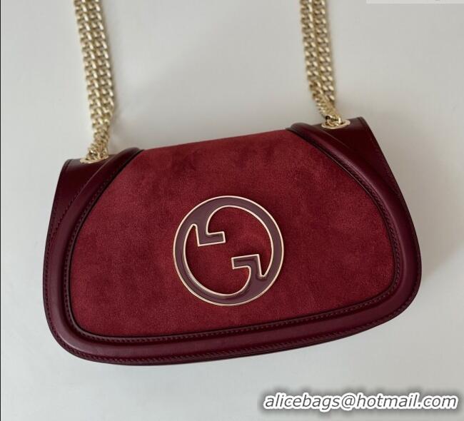 Good Quality Gucci Blondie Suede Small Shoulder Bag 815715 Burgundy 2024