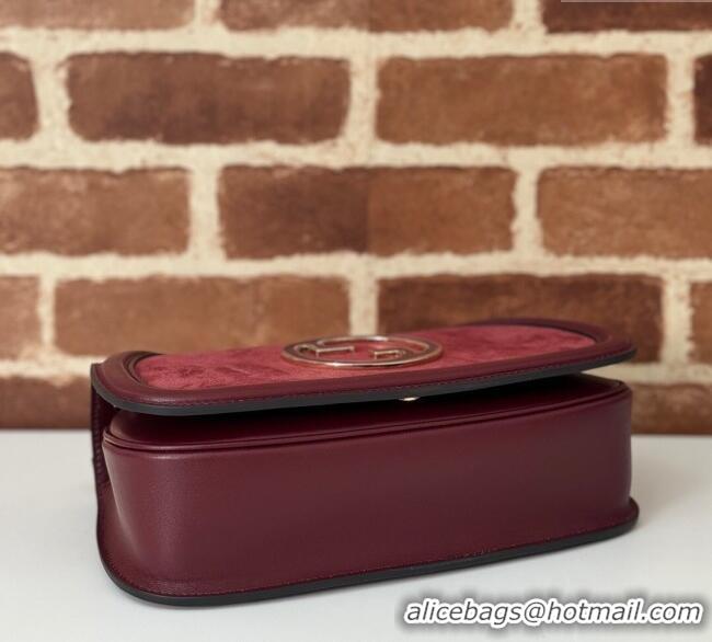 Good Quality Gucci Blondie Suede Small Shoulder Bag 815715 Burgundy 2024