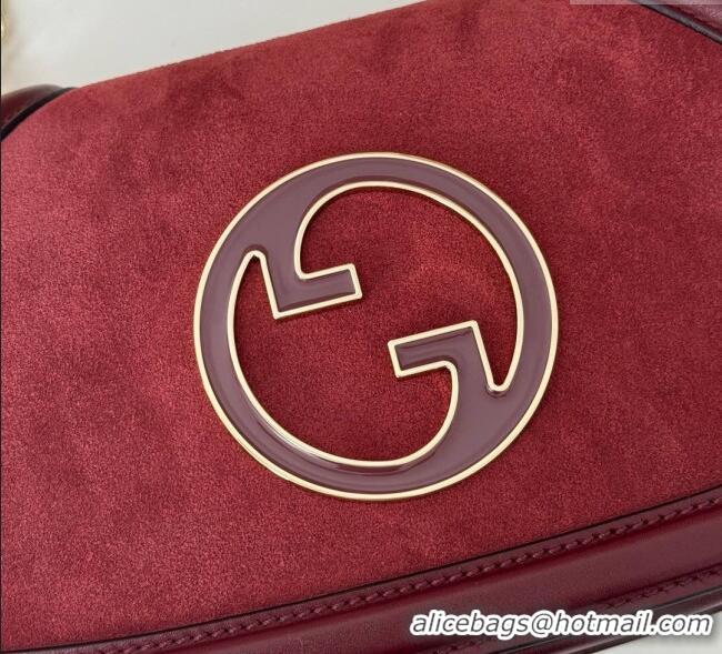 Good Quality Gucci Blondie Suede Small Shoulder Bag 815715 Burgundy 2024