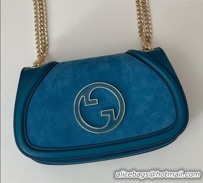 Top Design Gucci Blondie Suede Small Shoulder Bag 815715 Light Blue 2024