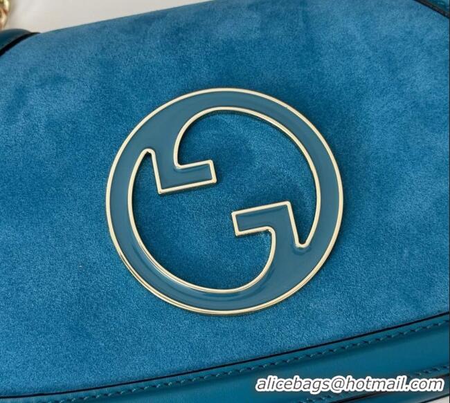 Top Design Gucci Blondie Suede Small Shoulder Bag 815715 Light Blue 2024