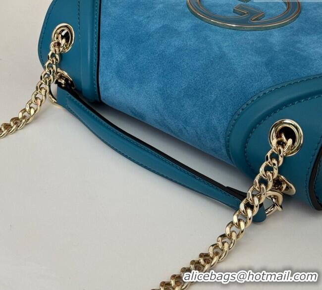 Top Design Gucci Blondie Suede Small Shoulder Bag 815715 Light Blue 2024