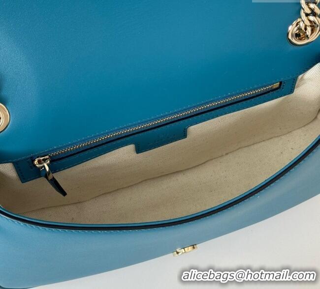 Top Design Gucci Blondie Suede Small Shoulder Bag 815715 Light Blue 2024