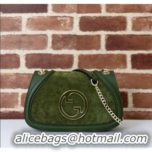 Good Looking Gucci Blondie Suede Small Shoulder Bag 815715 Green 2024