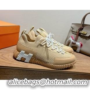Unique Style Hermes Lift slip-on sneakers in in knit and grained calfskin Beige 2025 H252003