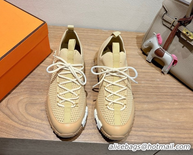 Unique Style Hermes Lift slip-on sneakers in in knit and grained calfskin Beige 2025 H252003