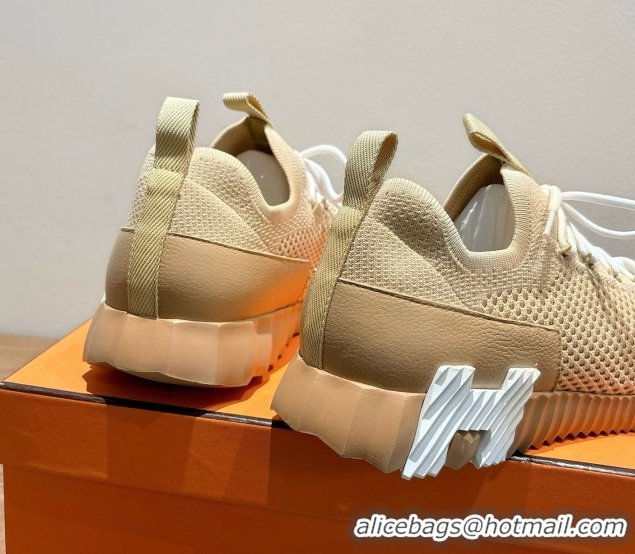 Unique Style Hermes Lift slip-on sneakers in in knit and grained calfskin Beige 2025 H252003