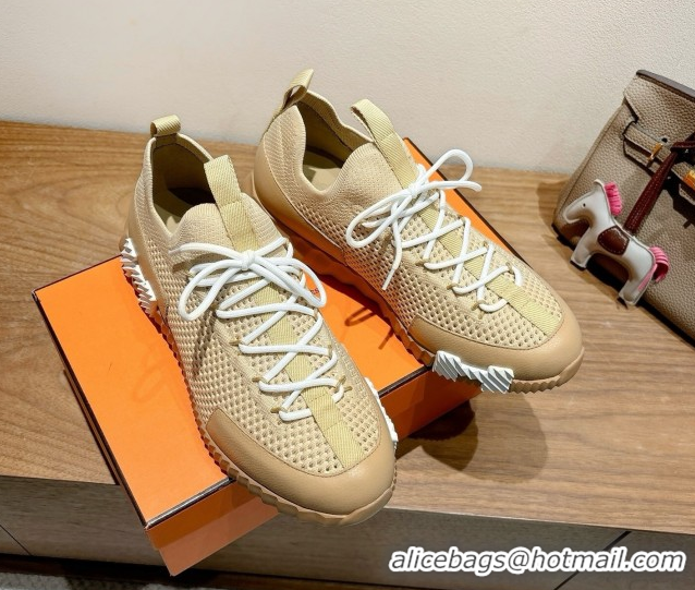 Unique Style Hermes Lift slip-on sneakers in in knit and grained calfskin Beige 2025 H252003