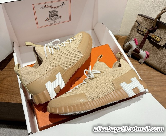 Unique Style Hermes Lift slip-on sneakers in in knit and grained calfskin Beige 2025 H252003