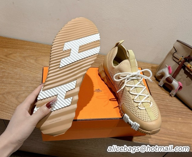 Unique Style Hermes Lift slip-on sneakers in in knit and grained calfskin Beige 2025 H252003