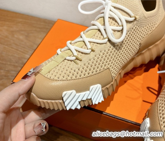 Unique Style Hermes Lift slip-on sneakers in in knit and grained calfskin Beige 2025 H252003