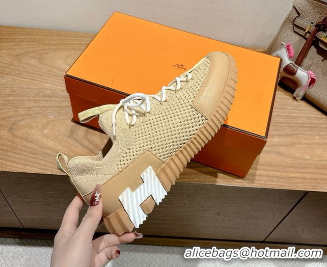 Unique Style Hermes Lift slip-on sneakers in in knit and grained calfskin Beige 2025 H252003
