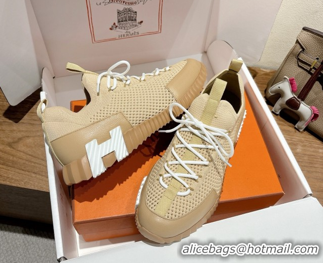 Unique Style Hermes Lift slip-on sneakers in in knit and grained calfskin Beige 2025 H252003