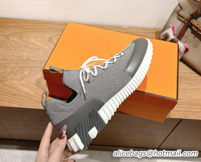 Stylish Hermes Lift slip-on sneakers in in knit and smooth calfskin Dark Grey 2025 H252003