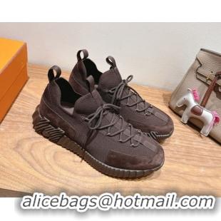 Durable Hermes Lift slip-on sneakers in in knit andsuede Fondant Brown 2025 H252003