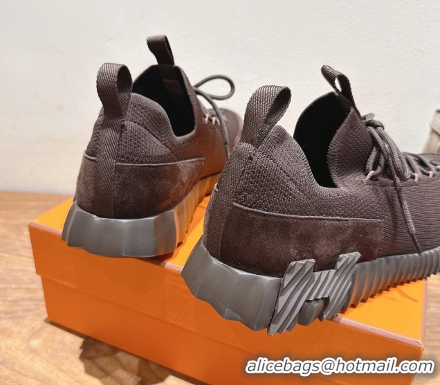Durable Hermes Lift slip-on sneakers in in knit andsuede Fondant Brown 2025 H252003