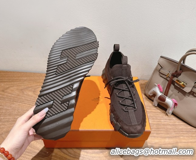 Durable Hermes Lift slip-on sneakers in in knit andsuede Fondant Brown 2025 H252003