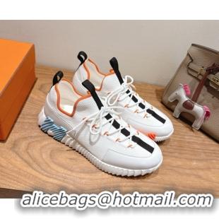 Expensive Hermes Lift slip-on sneakers in in knit and smooth calfskin White/Multicolor 2025 H252003