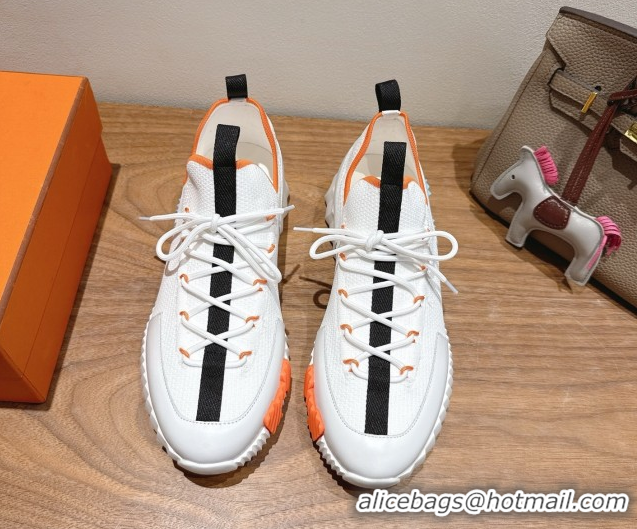Expensive Hermes Lift slip-on sneakers in in knit and smooth calfskin White/Multicolor 2025 H252003