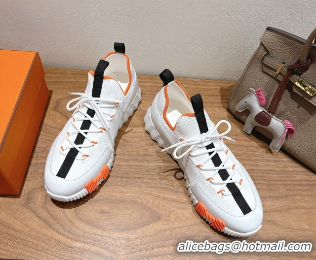 Expensive Hermes Lift slip-on sneakers in in knit and smooth calfskin White/Multicolor 2025 H252003