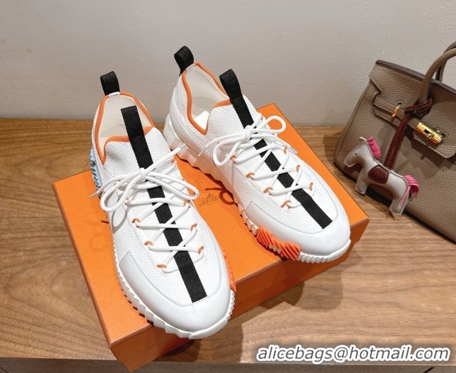 Expensive Hermes Lift slip-on sneakers in in knit and smooth calfskin White/Multicolor 2025 H252003