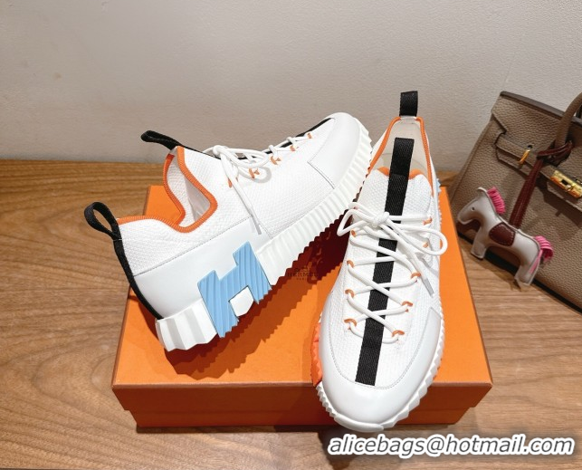 Expensive Hermes Lift slip-on sneakers in in knit and smooth calfskin White/Multicolor 2025 H252003