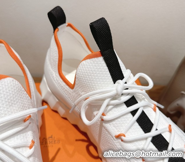 Expensive Hermes Lift slip-on sneakers in in knit and smooth calfskin White/Multicolor 2025 H252003