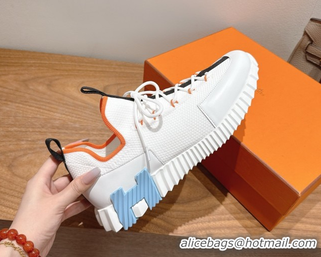 Expensive Hermes Lift slip-on sneakers in in knit and smooth calfskin White/Multicolor 2025 H252003